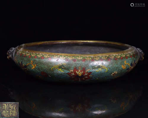 A CLOISONNE CENSER WITH QIANLONG MARK