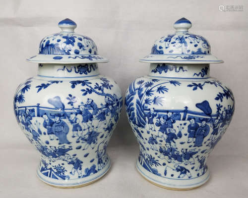 QING DYNASTY, A BLUE AND WHITE JAR