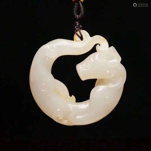 HETIAN JADE PENDANT WITH DRAGON DESIGN