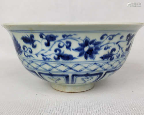 YUAN DYNASTY, A BLUE AND WHITE BOWL