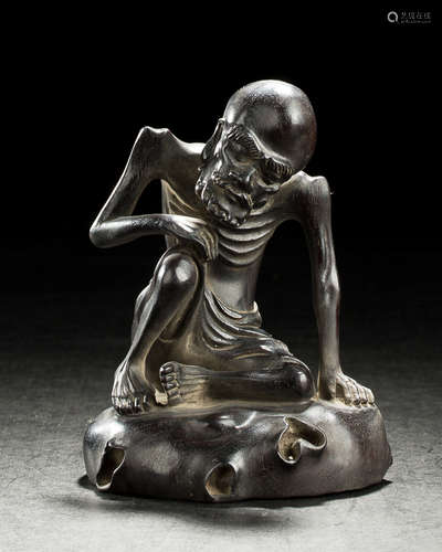 A ZITAN FIGURE OF LUOHAN PENDANT