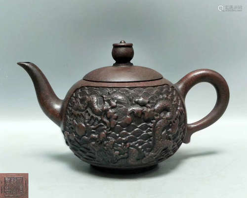 A ZISHA TEAPOD WITH QIANLONG MARK