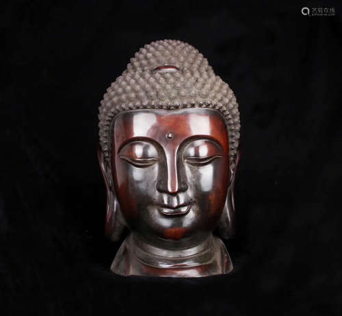 MING BRONZE BUDDHA HEAD FIGURE