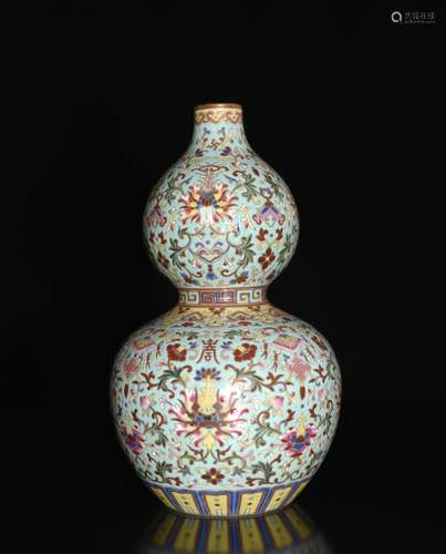 Chinese Famille Rose Porcelain Vase, Marked