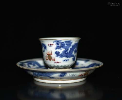 Chinese Blue/White Tea Cup & Dish