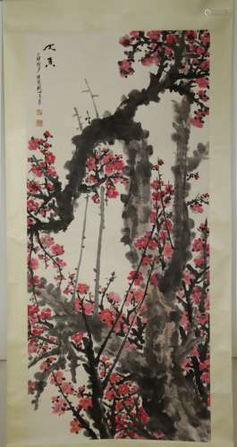 Chinese Flowers Scroll Painting