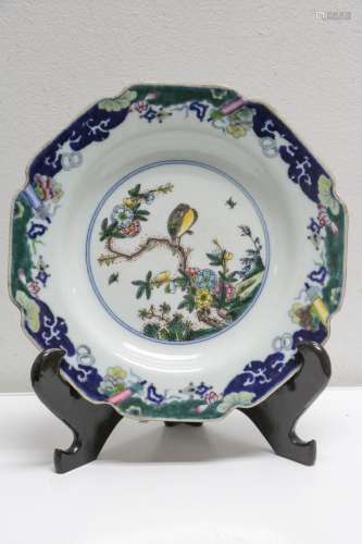 Chinese Famille Verte Porcelain Plate, Bird Design