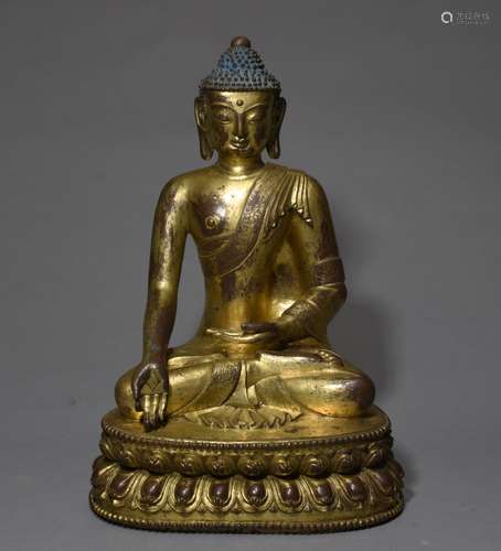 Chinese GIlt Bronze Buddha ShiJiaMoNi