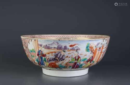 Chinese 18th C. Export Porcelain Big Bowl w/ Gilt