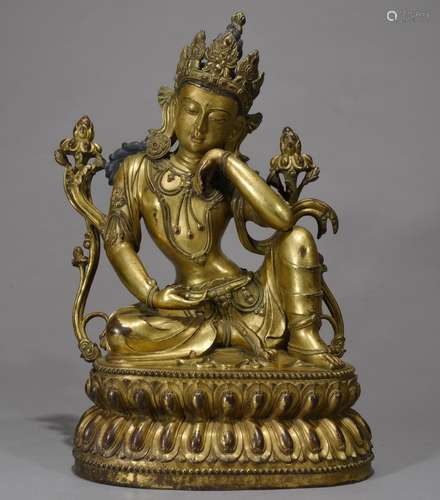 Chinese Gilt Bronze Guanyin