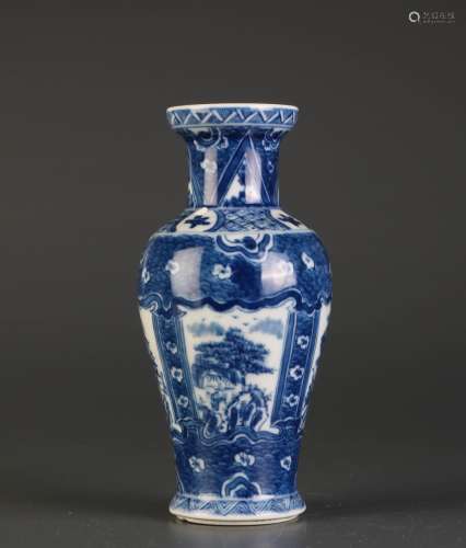 Chinese Small Blue/White Porcelain Vase, Marked