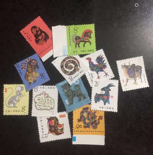 12 Pieces of Chinese Stamps