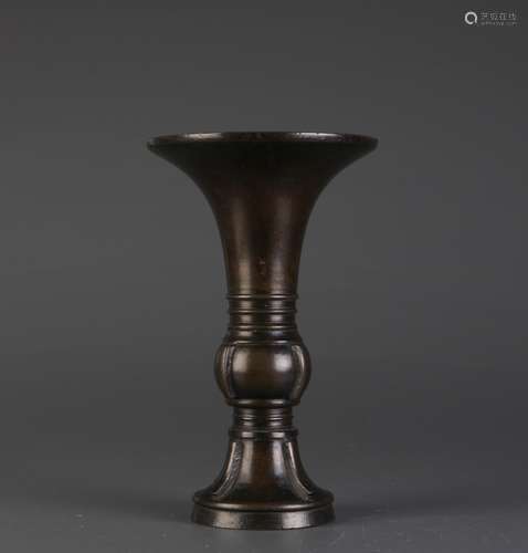 Chinese Late Qing Bronze Gu Shape Vase