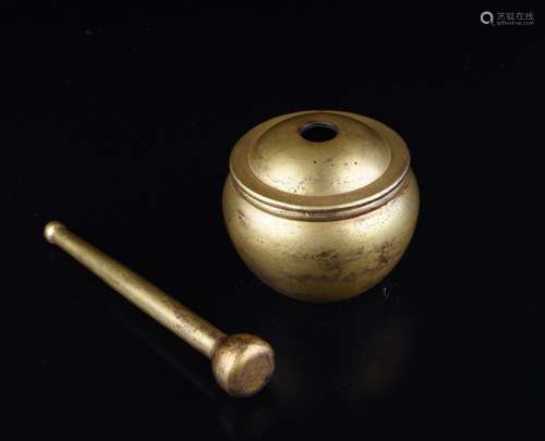 Chinese Gilt Bronze Herb Stirrer