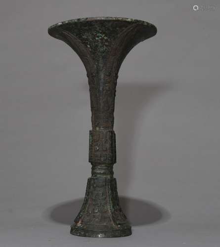 Chinese Archaic Bronze Gu Vase