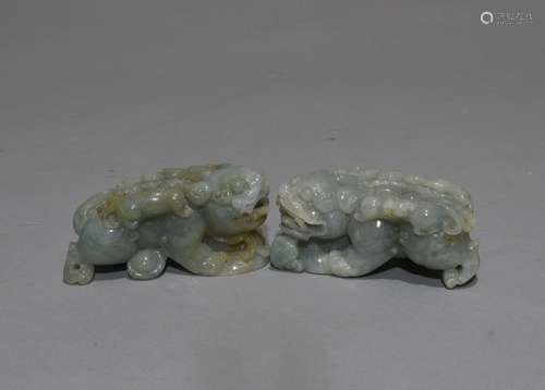 2 Pieces of Chinese Jadeite Beast