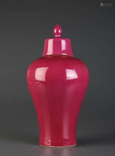 Chinese Ruby Red Porcelain Small General Jar