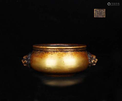 Chinese Gilt Bronze Incense Burner, Marked