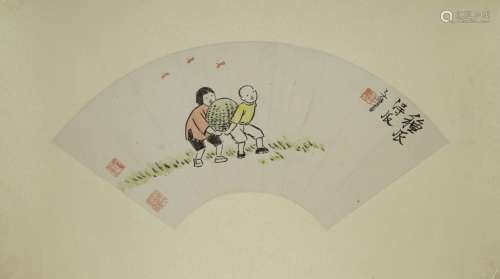 Chinese Fan Painting on Paper