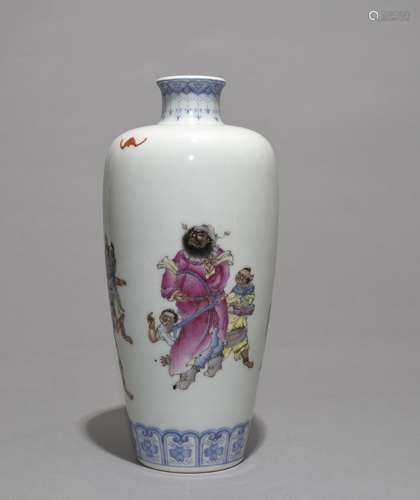 Chinese Famille Rose Porcelain Vase, Marked