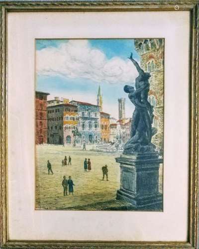 European Color print of the City seen.