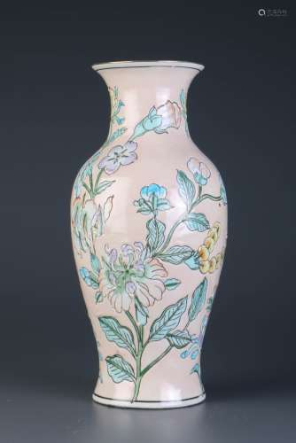 Chinese Pinkish Flower Porcelain Vase