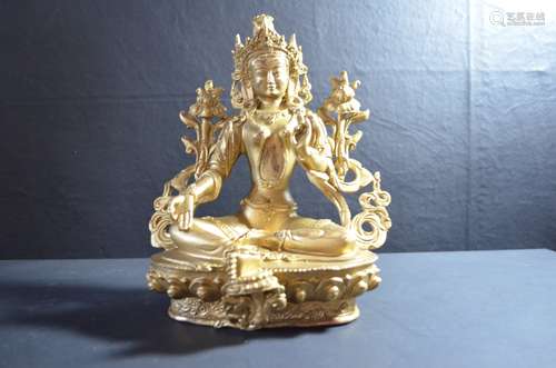 Chinese Gilt Bronze Guanyin