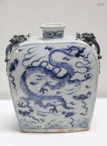 Chinese Blue/White Porcelain Dragon Vase