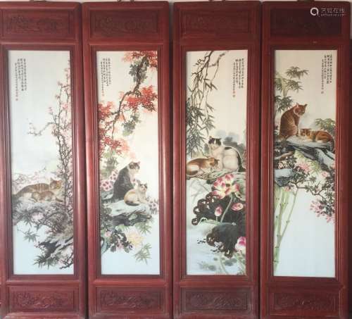 Set of Chinese Famille Rose  Porcelain Plaques