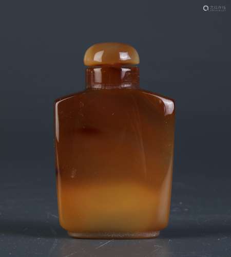 Chinese Agate Snuff Bottle Brown Color