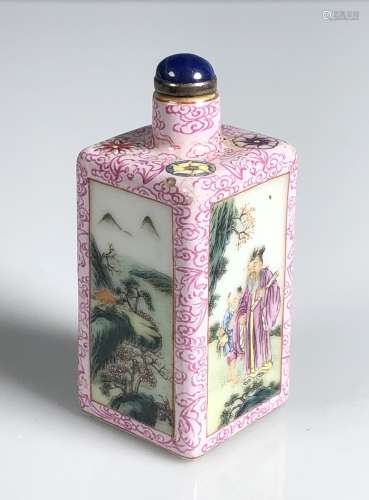 Painted Porcelain Snuff Bottle with Mark