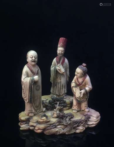 A Carved Soapstone Figures