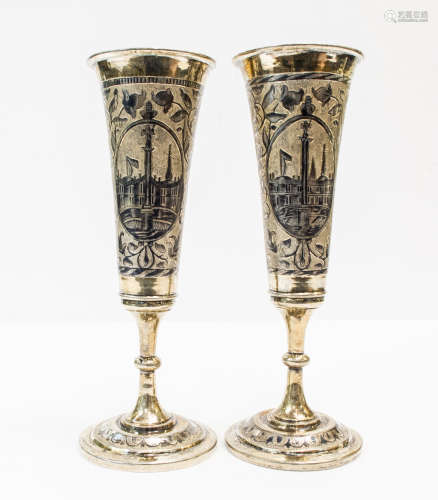 Set of Russian Silver and Gilt Champaign Flute