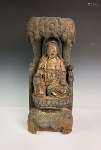 Carved Wood Figure of Guan Yin