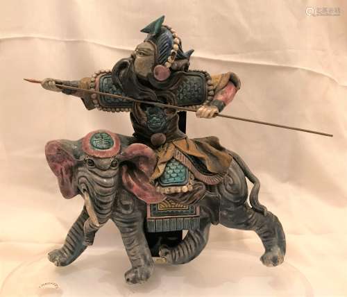 A Chinese Figure Of Soldier Ride Elephant