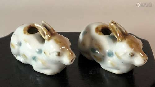 Pair of Porcelain Water Dropper Figure of Deer