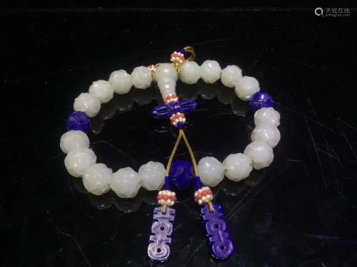 White Jade and Lapis Prayer Beads