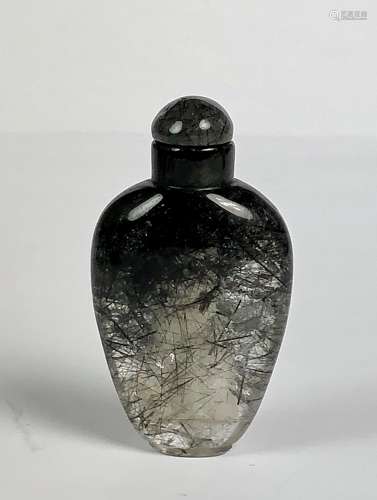 Etched Black Crystal Snuff Bottle