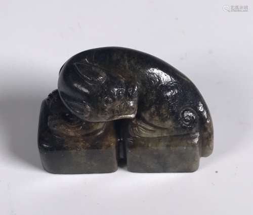 Carved Black Jade Seal