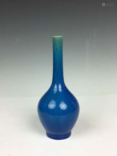 Cobalt Blue Glazed Porcelain Bottle Vase