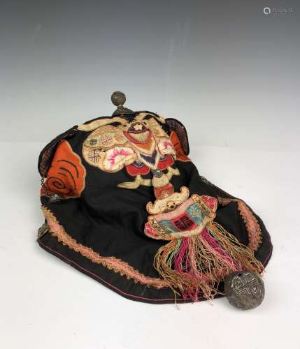 Embroidered Silk Hat with Tassel and Pendant