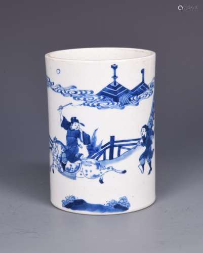 Blue and White Porcelain Brush Pot