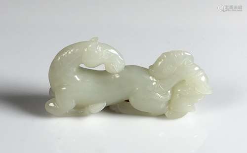 Carved White Jade Figure of a Horse