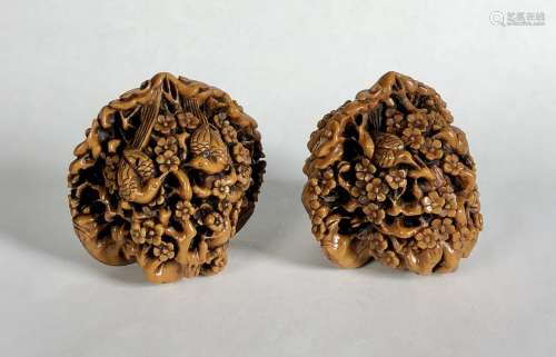 A Pair Of Carved Walnut