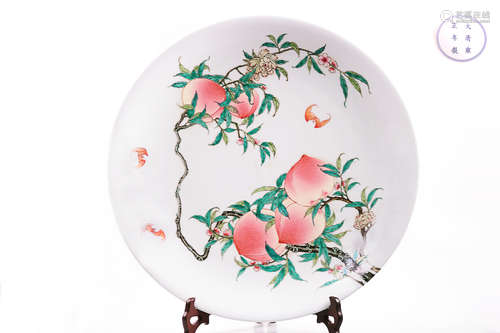 A DAQING YONGZHENG NIANZHIKUAN PEACH DESIGN PLATE