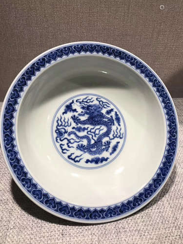 A DAQING QIANLONG NIANZHIKUAN BLUE&WHITE HIGHFOOTED PLATE