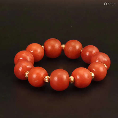 A HIGH OIL BAOSHAN SOUTHERN RED AGATE BRACELET