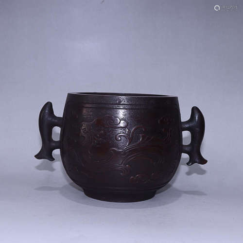 A QUSHUIHEXIANG MARK PHOENIX PATTERN DESGIN BOWL SHAPE CENSER, MING REGIN