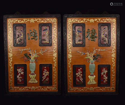 A PAIR OF HONGXI DESIGN HANGING PANELS