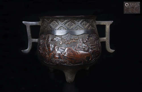 A DAMINGXUANDENIANZHI MARK CHARACTER STORY PATTERN COPPER CENSER